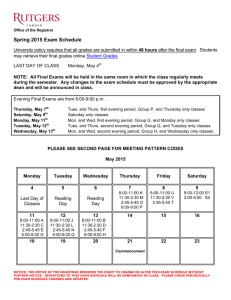 Spring 2015 Exam Schedule