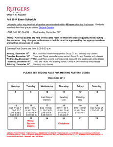 Fall 2014 Exam Schedule - Office of the Registrar
