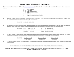 final exam schedule: fall 2009 - Academic Scheduling at Rutgers