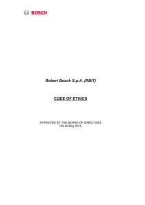 Robert Bosch S.p.A. (RBIT) CODE OF ETHICS