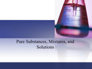 Pure Substances, Mixtures, and Solutions