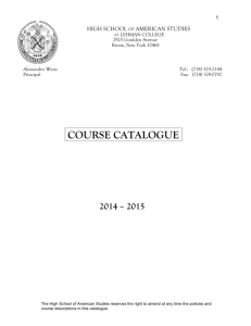 Course Catalogue - High School of American Studies @ Lehman