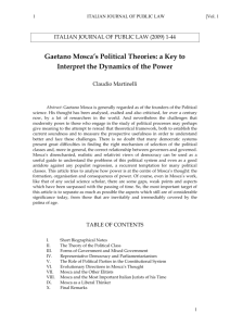 Gaetano Mosca's Political Theories: a Key to Interpret the