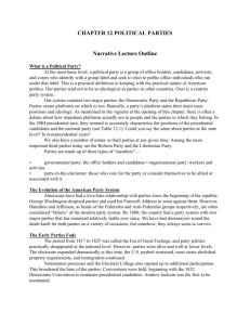 CHAPTER 12 POLITICAL PARTIES Narrative Lecture Outline