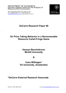 OxCarre Research Paper 80 On Price Taking Behavior in a