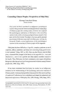 Counseling Chinese Peoples: Perspectives of Filial Piety Kwong