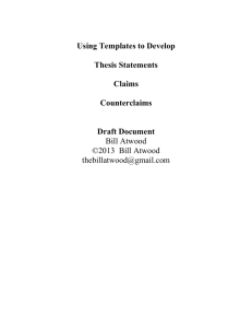 Using Templates to Develop Thesis Statements Claims