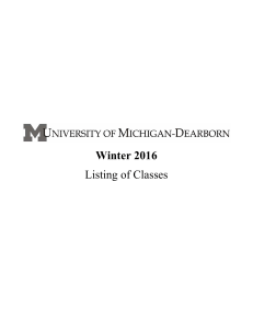 Winter Schedule of Classes - University of Michigan