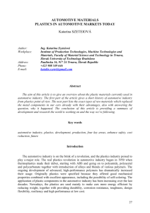 automotive materials plastics in automotive markets today