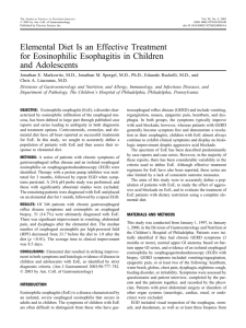 Elemental Diet Is an Effective Treatment for Eosinophilic Esophagitis