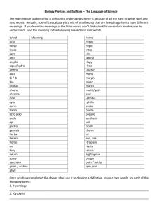 Biology Prefixes and Suffixes