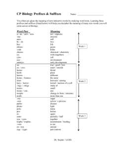 CP Biology Prefixes & Suffixes