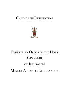 candidate orientation equestrian order of the holy sepulchre of