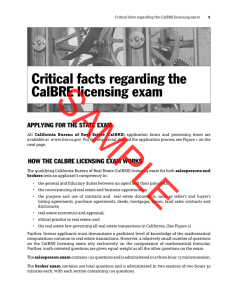 Critical facts regarding the CalBRE licensing exam