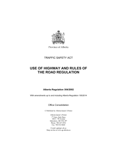 use of highway and rules of the road regulation