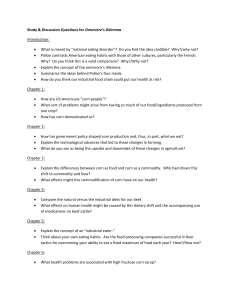 Study & Discussion Questions for Omnivore's Dilemma Introduction