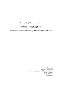 Interpreting Silence and Voice in Maxine Hong Kingston's The