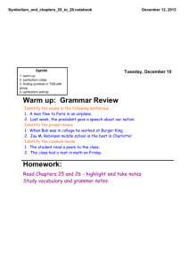 Warm up:ааGrammar Review Homework: