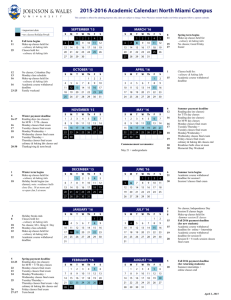 2015-2016 Academic Calendar: North Miami Campus