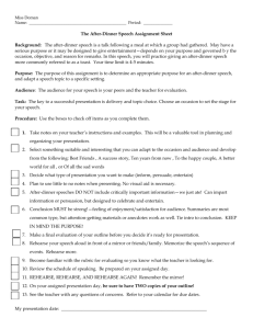 The After dinner speech assignment sheet