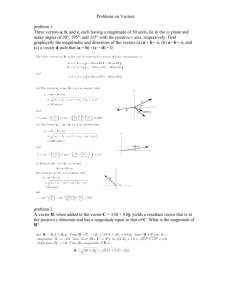 Problems on Vectors problem 1 Three vectors a, b, and c, each