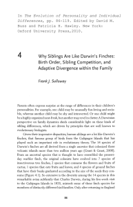 Why Siblings Are Like Darwin's Finches: Birth