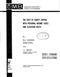 THE COST OF EQUITY CAPITAL WITH PERSONAL