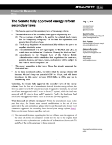 The Senate fully approved energy reform secondary laws