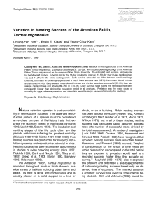 Variation in Nesting Success of the American Robin, Turdus