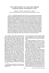 why does intensity of avian nest defense increase during the nesting