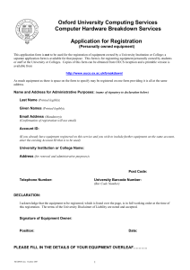 OUCS Computer Hardware Breakdown Services Registration Form