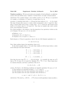 Math 299 Supplement: Modular Arithmetic Nov 8, 2013 Numbers