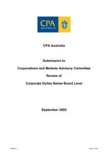 CPA Australia - Corporations and Markets Advisory Committee