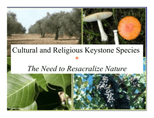 Cultural and Religious Keystone Species * The Need to Resacralize