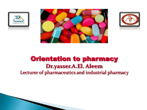 Orientation to pharmacy