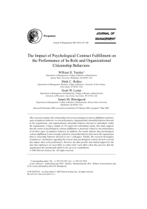The Impact of Psychological Contract Fulfillment on the Performance