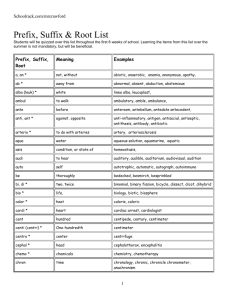 Prefix , Suffix & Root List