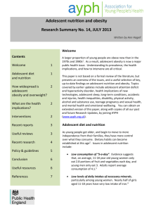 Adolescent nutrition and obesity Research Summary No. 14, JULY