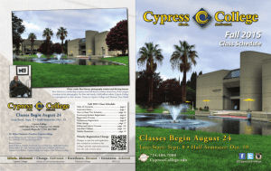 Cypress College Fall 2015 Class Schedule