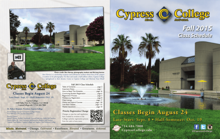 Cypress College Fall 2015 Class Schedule