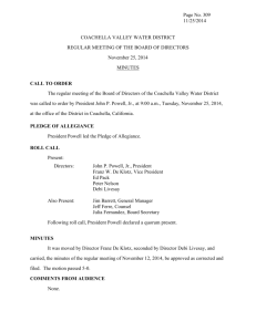 format and beginning of minutes - Coachella Valley Water District