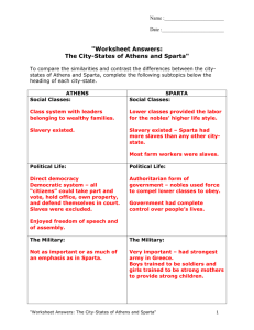 "Worksheet Answers: The City-States of Athens and Sparta"