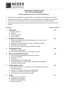 Fundamentals of Engineering (FE) CIVIL CBT Exam Specifications