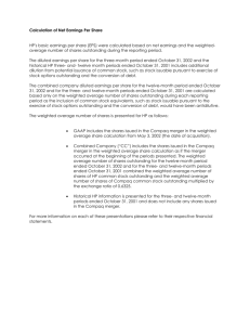 Calculation of Net Earnings Per Share - Hewlett
