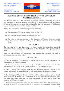 official statement of the national council of western armenia