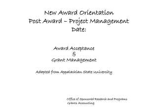 New Award Orientation Post Award