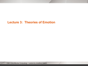 Lecture 3: Theories of Emotion