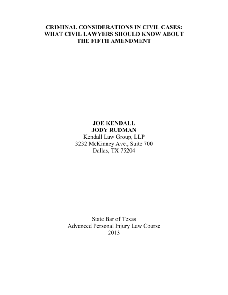 Criminal Considerations In Civil Cases