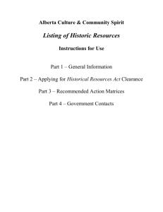 Listing of Historic Resources Instructions for Use