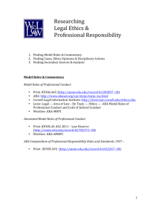 Researching Legal Ethics & Professional Responsibility